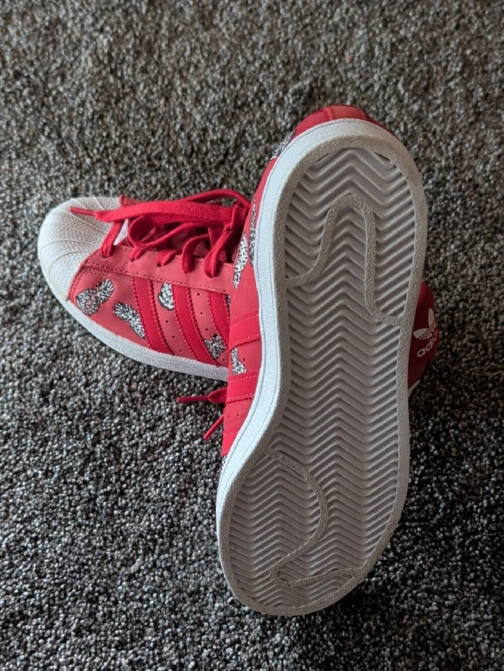 adidas Women's Red Pineapple-Print Shell-Toe Sneakers
